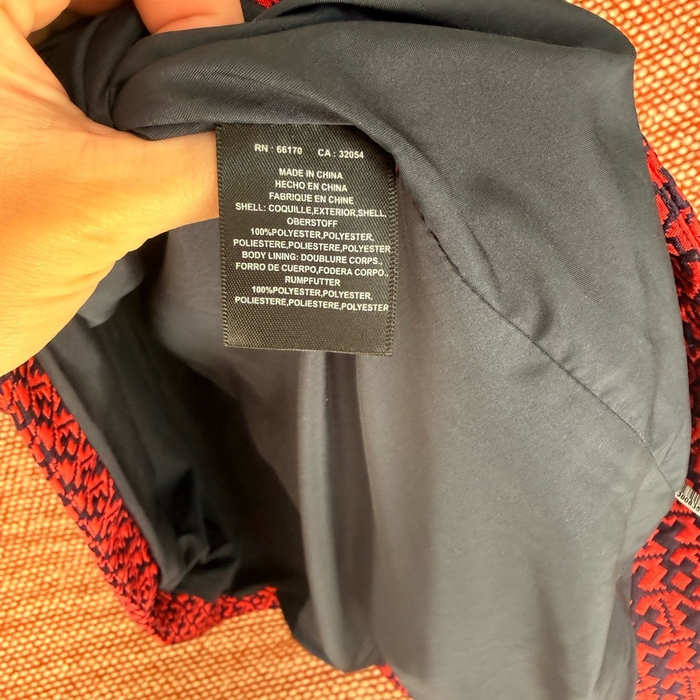 Anthropologie Red and Blue Patterned Midi Dress - Picture 5 of 11